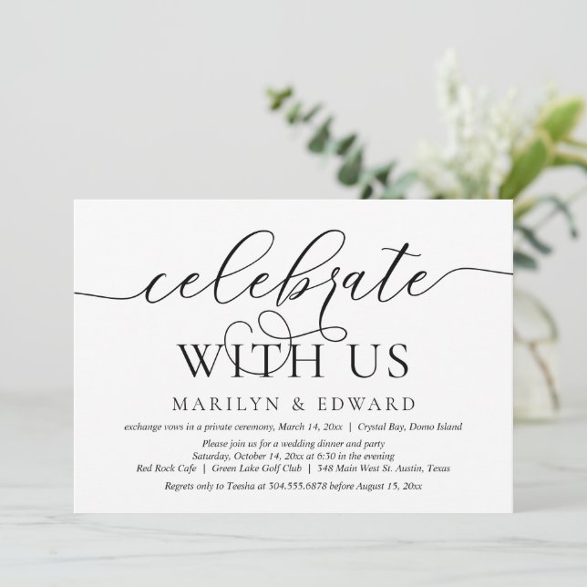Celebrate with us, Wedding Elopement Party Invitat Invitation (Standing Front)