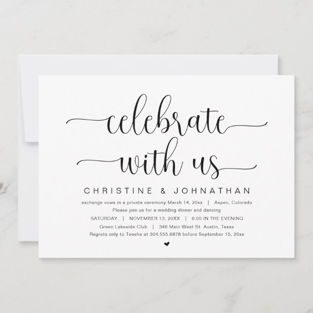 Celebrate with us, Wedding Elopement Party Invitat Invitation (Front)