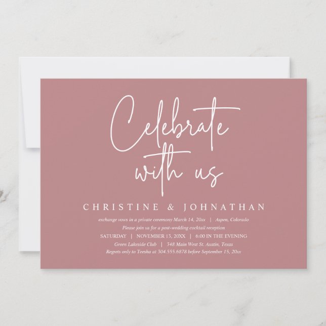 Celebrate with us, Wedding Elopement Party Invitation (Front)