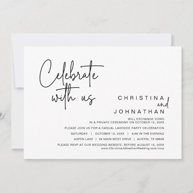 Celebrate with us, Wedding Elopement Party Invitation (Front)
