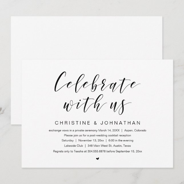 Celebrate with us, Wedding Elopement Party Invitation (Front/Back)
