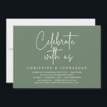 Celebrate with us, Wedding Elopement Party Invitation<br><div class="desc">Modern Rustic Sage Green greenery themed,  wedding elopement invitation card (Celebrate with us). It is perfect for your wedding elopement reception / post wedding celebration party. Add your details in matching black font / lettering.</div>