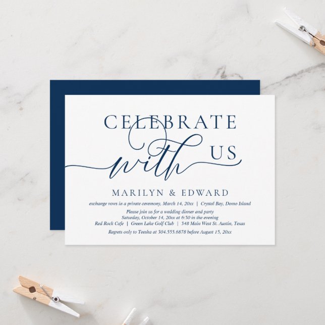 Celebrate with us, Wedding Elopement Party Invitation (Front/Back In Situ)