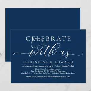 Celebrate with us, Wedding Elopement Party, Navy I Invitation