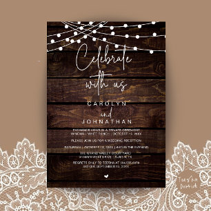 Celebrate with us, Wedding Elopement String Lights Invitation