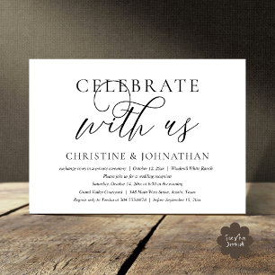 Celebrate with us Wedding Party Dinner Black White Invitation