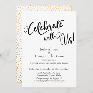 Celebrate with Us Wedding Reception Gold Confetti Invitation