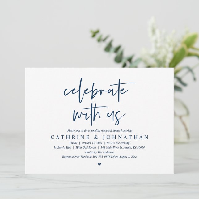 Celebrate with us, Wedding Rehearsal Dinner Invita Invitation (Standing Front)