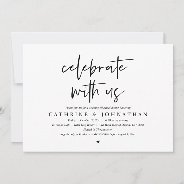 Celebrate with us, Wedding Rehearsal Dinner Invitation (Front)