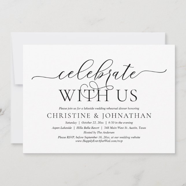 Celebrate With Us, Wedding Rehearsal Dinner Party  Invitation (Front)