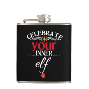 Celebrate Your Inner Elf Funny & Cute Christmas Hip Flask