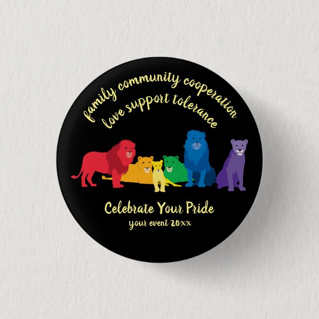 Celebrate Your Pride Rainbow Lion Pride 3 Cm Round Badge (Front)