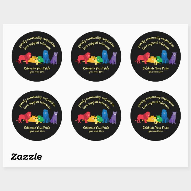 Celebrate Your Pride Rainbow Lion Pride Classic Round Sticker (Sheet)