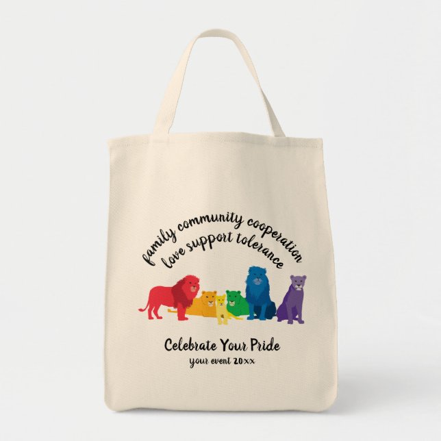 Celebrate Your Pride Rainbow Lion Pride Tote Bag (Front)