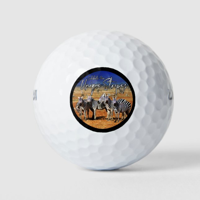 "Celebrate Your Unique Stripes" Zebra Art Golf Balls (Front)