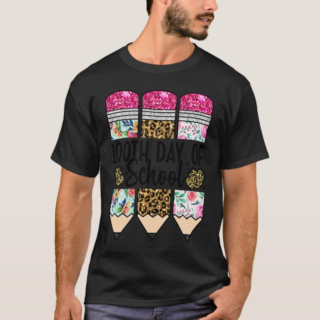 Celebrating 100 Days Of School Leopard Love Girls  T-Shirt (Front)