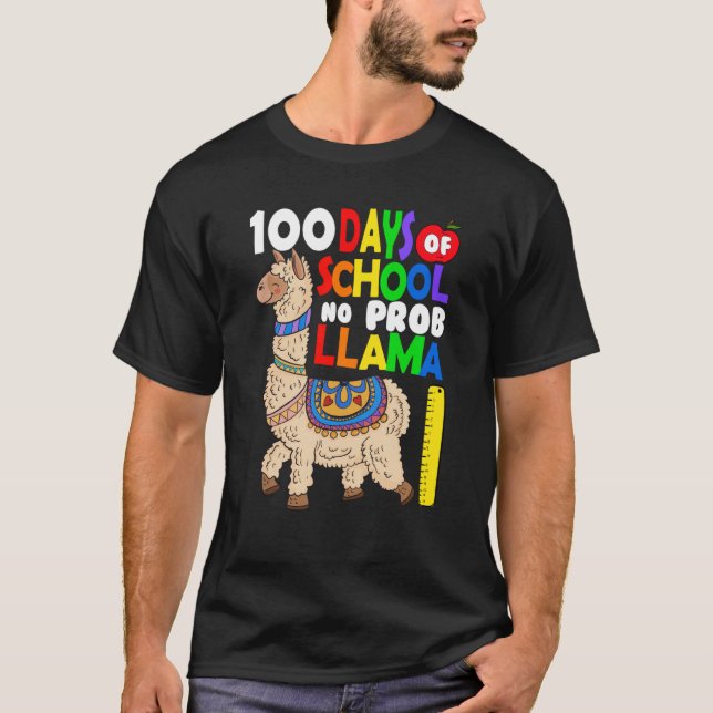 Celebrating 100 Days of School NoProb Llama Kids & T-Shirt (Front)