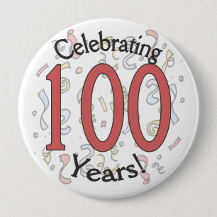 Celebrating 100 year confetti birthday huge button