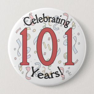 Celebrating 101 year confetti birthday huge button