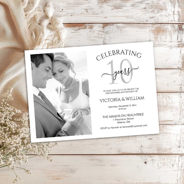 Celebrating 10 Years Photo Ruby Anniversary Party Invitation (Creator Uploaded)