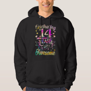 Celebrating 14 Years Awesome Tie Dye 2008 Birthday Hoodie