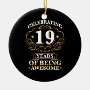 Celebrating 19 Years Of Being Awesome Ceramic Tree Decoration