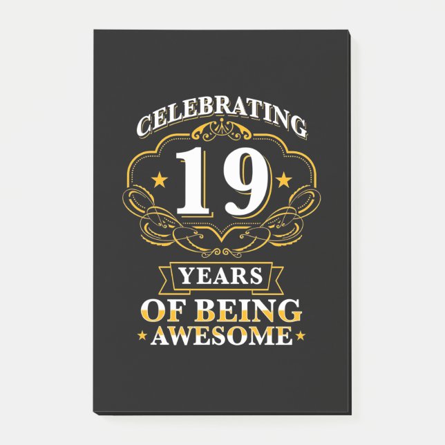 Celebrating 19 Years Of Being Awesome Post-it Notes (Front)