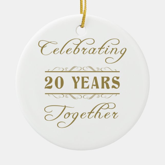Celebrating 20 Years Together Ceramic Tree Decoration (Front)