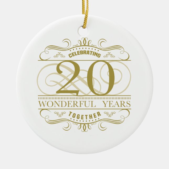Celebrating 20th Anniversary Ceramic Tree Decoration (Front)