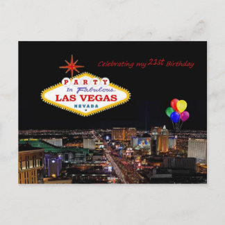 Celebrating 21st Birthday Party Las Vegas Postcard