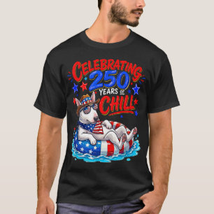 Celebrating 250Th Chill 4Th Of July Us Flag Bull T-Shirt