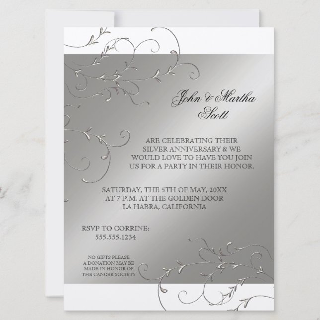 Celebrating 25 years, 25th Anniversary Invitation (Front)