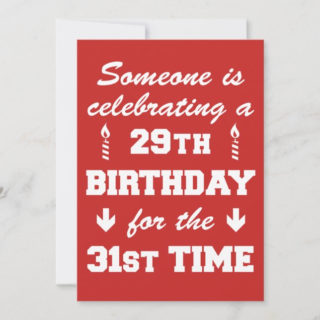 Celebrating 29th Birthday 31st Time Invitation RED (Front)