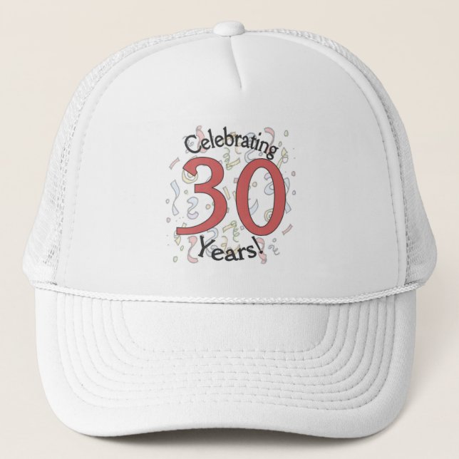 Celebrating 30 years birthday confetti hat (Front)