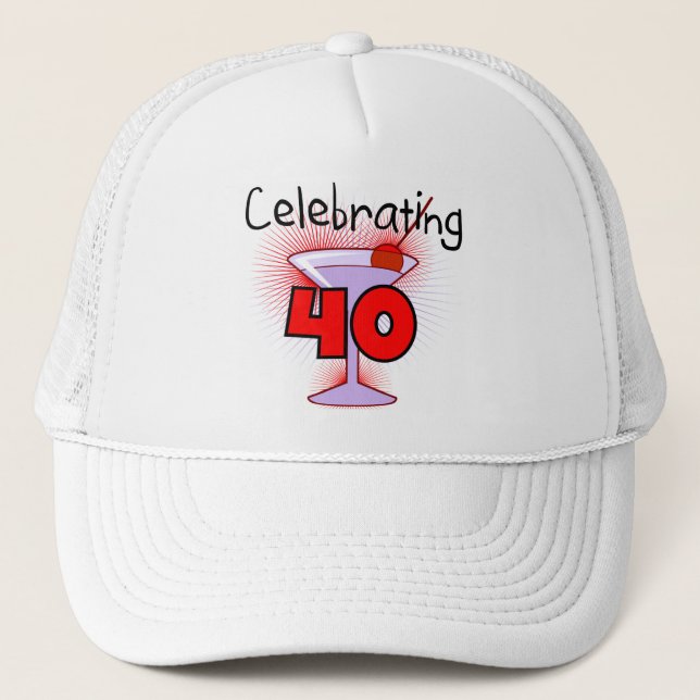 Celebrating 40 Tshirts and Gifts Trucker Hat (Front)
