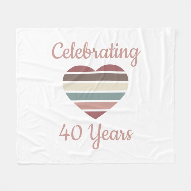 Celebrating 40th Wedding Anniversary Fleece Blanket (Front (Horizontal))