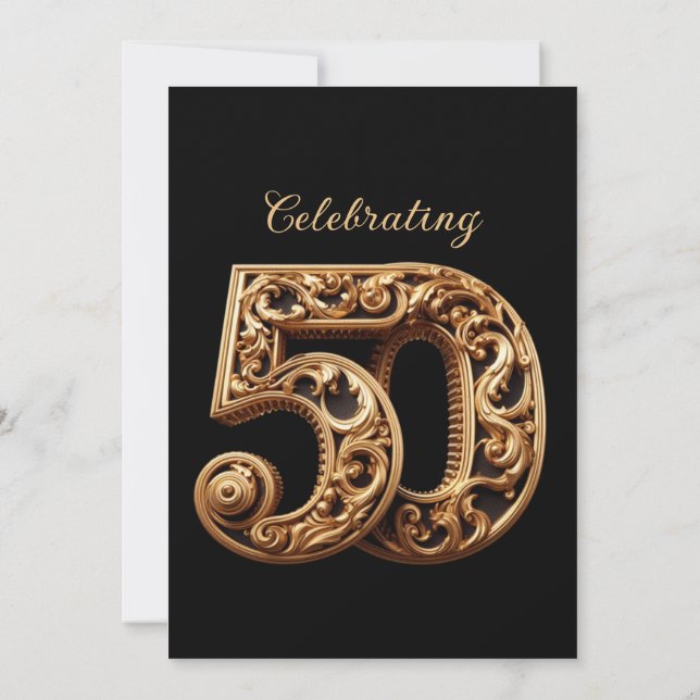 CELEBRATING 50 ELEGANT GOLD WEDDING ANNIVERSARY INVITATION (Back)