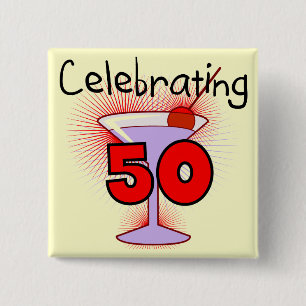 Celebrating 50 Tshirts and Gifts 15 Cm Square Badge