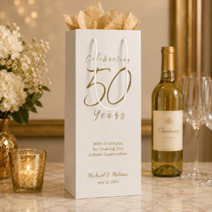 Celebrating 50 Years Ivory Gold Anniversary Wine Gift Bag