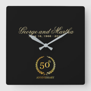 Celebrating 50th Anniversary. Customisable. Square Wall Clock