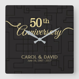 Celebrating 50th Anniversary. Customisable. Square Wall Clock