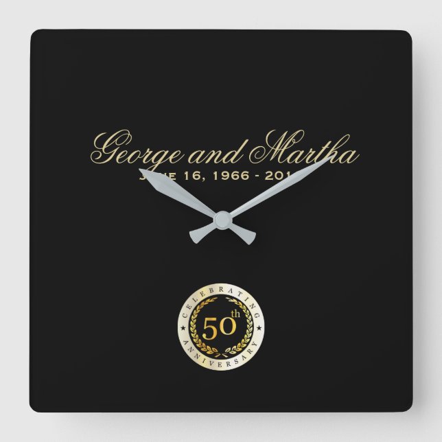 Celebrating 50th Anniversary. Customisable. Square Wall Clock (Front)