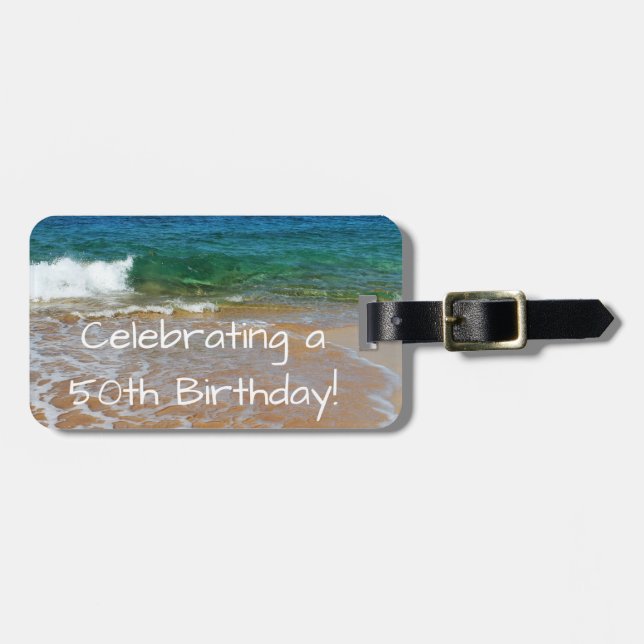 Celebrating 50th Birthday Luggage Tag (Front Horizontal)