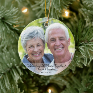 Celebrating 50th Wedding Anniversary Simple Photo Ceramic Tree Decoration