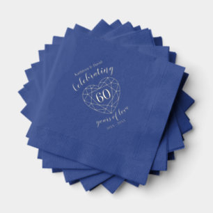 Celebrating 60 years gem heart anniversary foil napkins