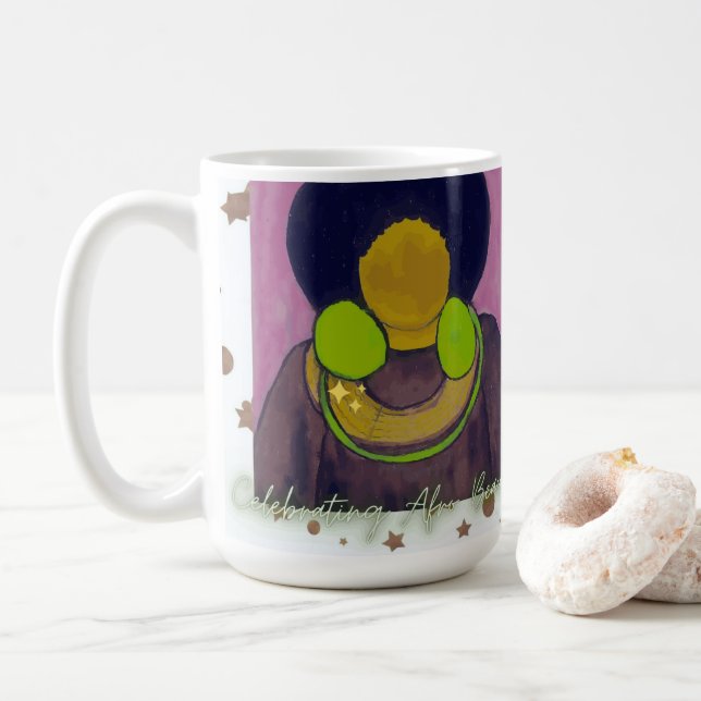 Celebrating Afro Beauty Coffee Mug (With Donut)