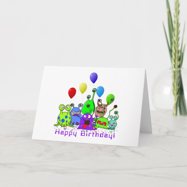 Celebrating Aliens Birthday Card (Front)