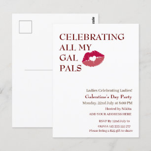 CELEBRATING ALL MY GAL Galentine's Day Girls Night Postcard