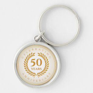 Celebrating Anniversary. Gold Personalised Key Ring