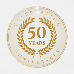 Celebrating Anniversary. Gold Personalised  Metal Tree Decoration